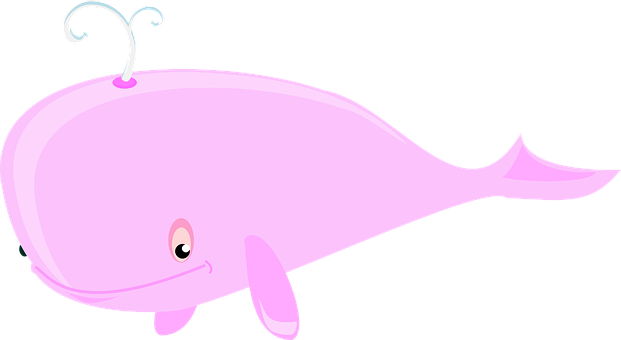 Pink Cartoon Whale PNG