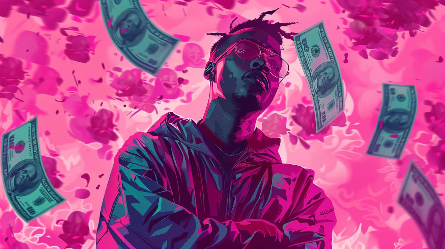 Pink Cash Flow_ Stylish Man Illustration Wallpaper
