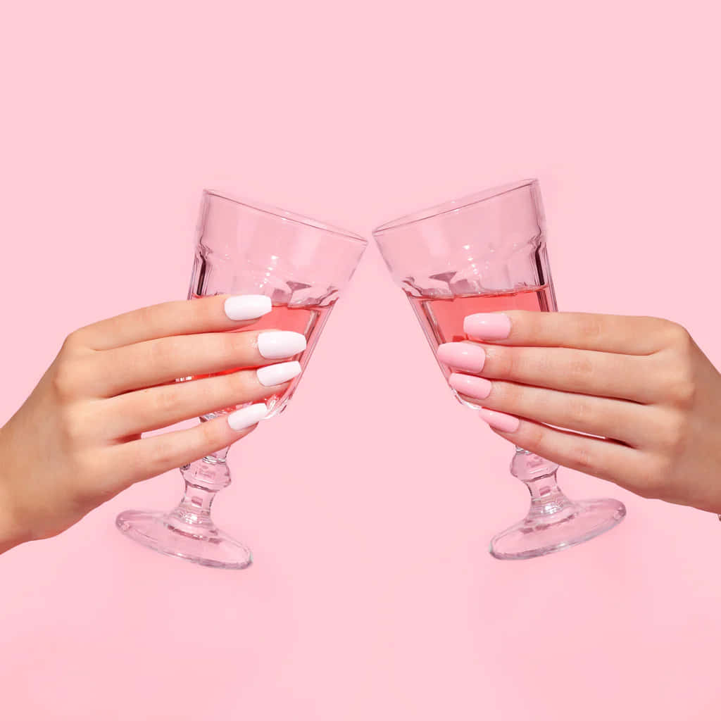 Caption: Elegant Pink Champagne Celebration Wallpaper
