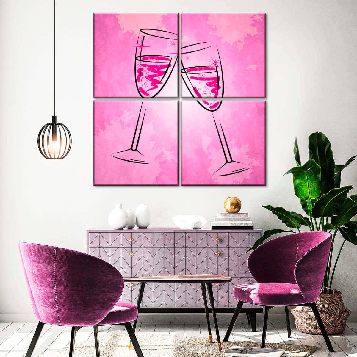 Elegant Pink Champagne Celebration Wallpaper