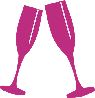 Pink Champagne Glasses Vector PNG