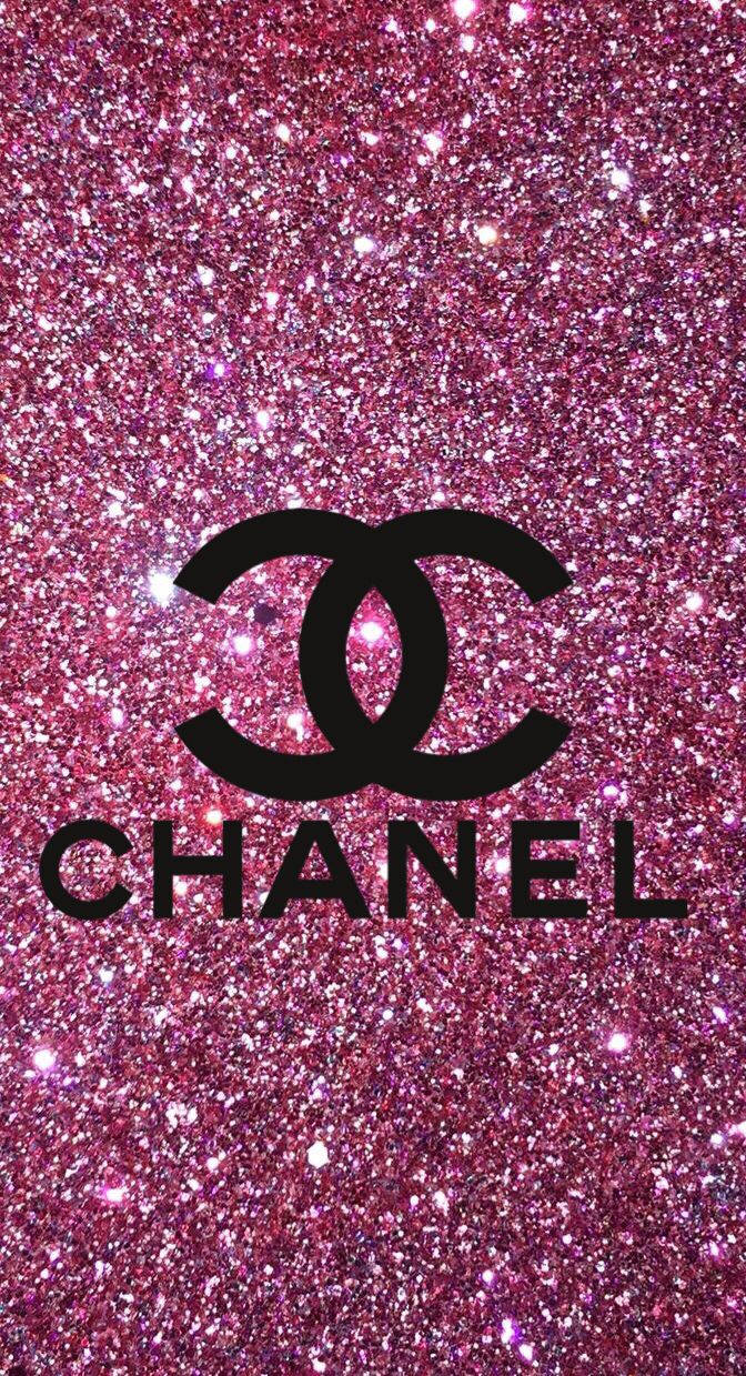 Chanel-logo på en pink glimmer baggrund Wallpaper