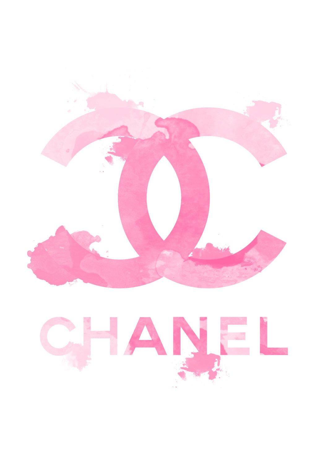 Paint Blots Forming Pink Chanel Logo Wallpaper