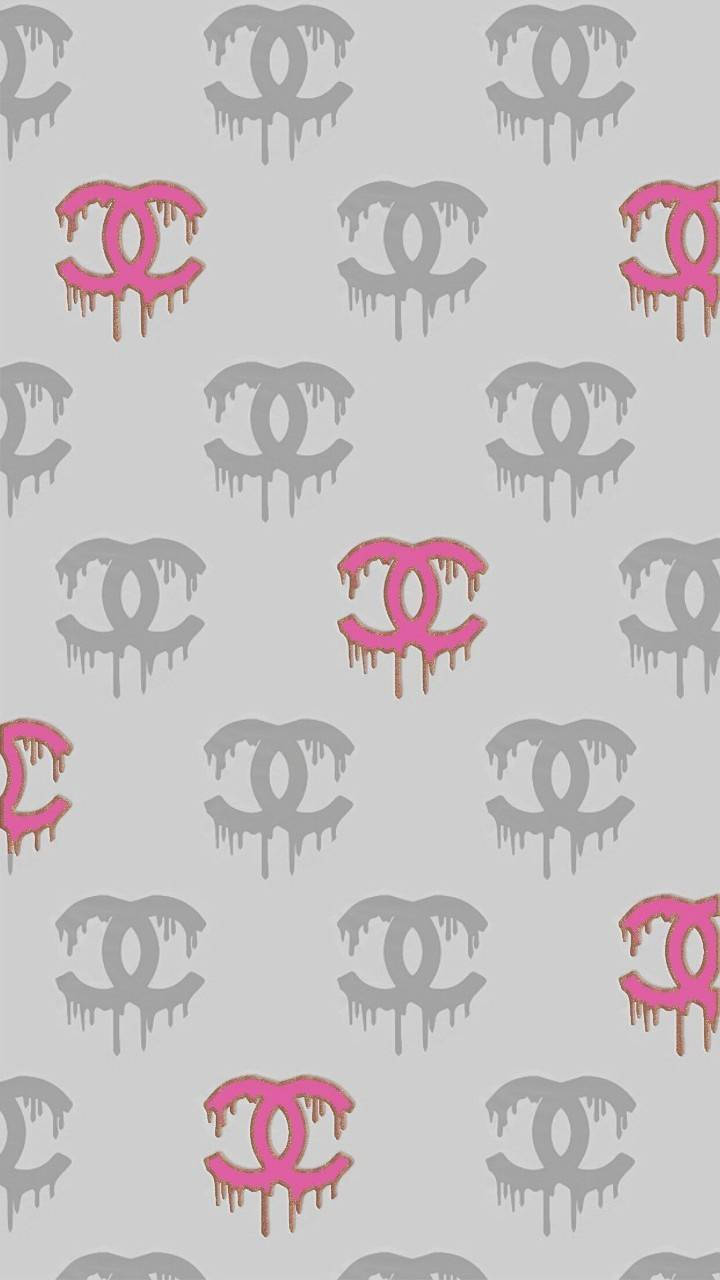 Gray And Pink Chanel Logo Wallpaper