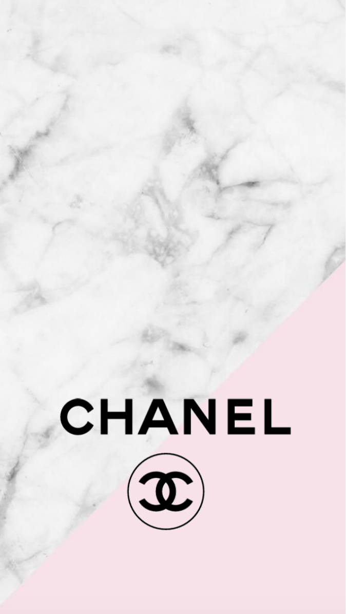 Logotipode Chanel Rosa Con Azulejos Blancos Desgastados. Fondo de pantalla