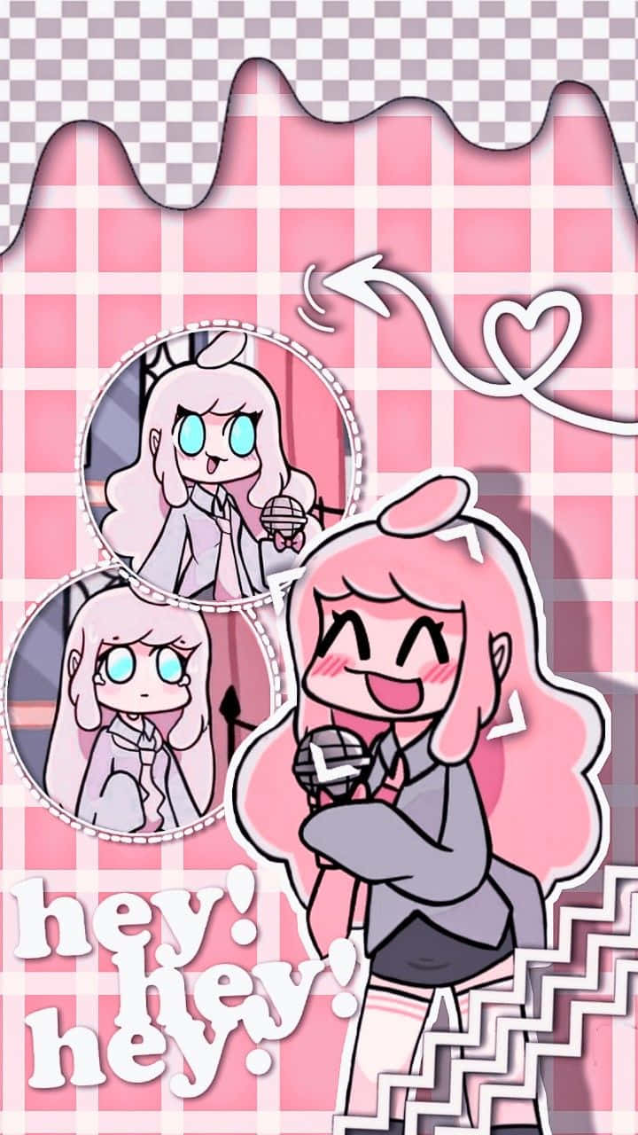 Pink_ Checkered_ Anime_ Style_ Pfp Wallpaper