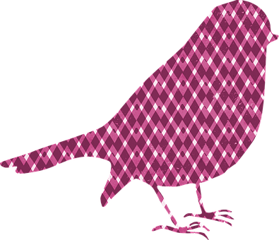Pink Checkered Bird Silhouette PNG