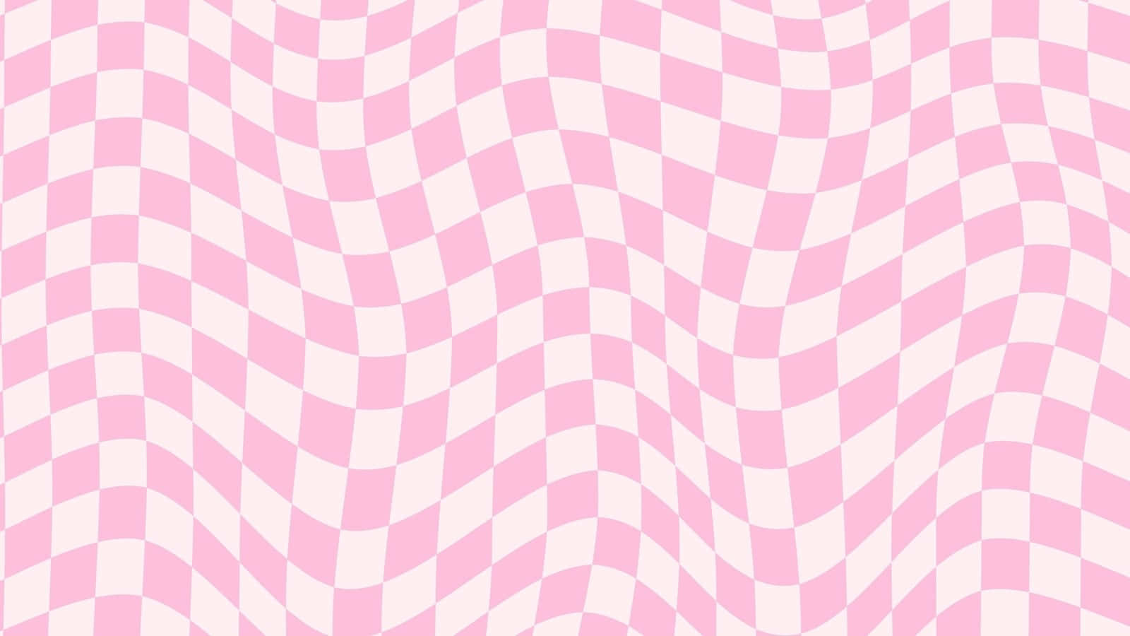 Pink Checkered Wavy Pattern Wallpaper