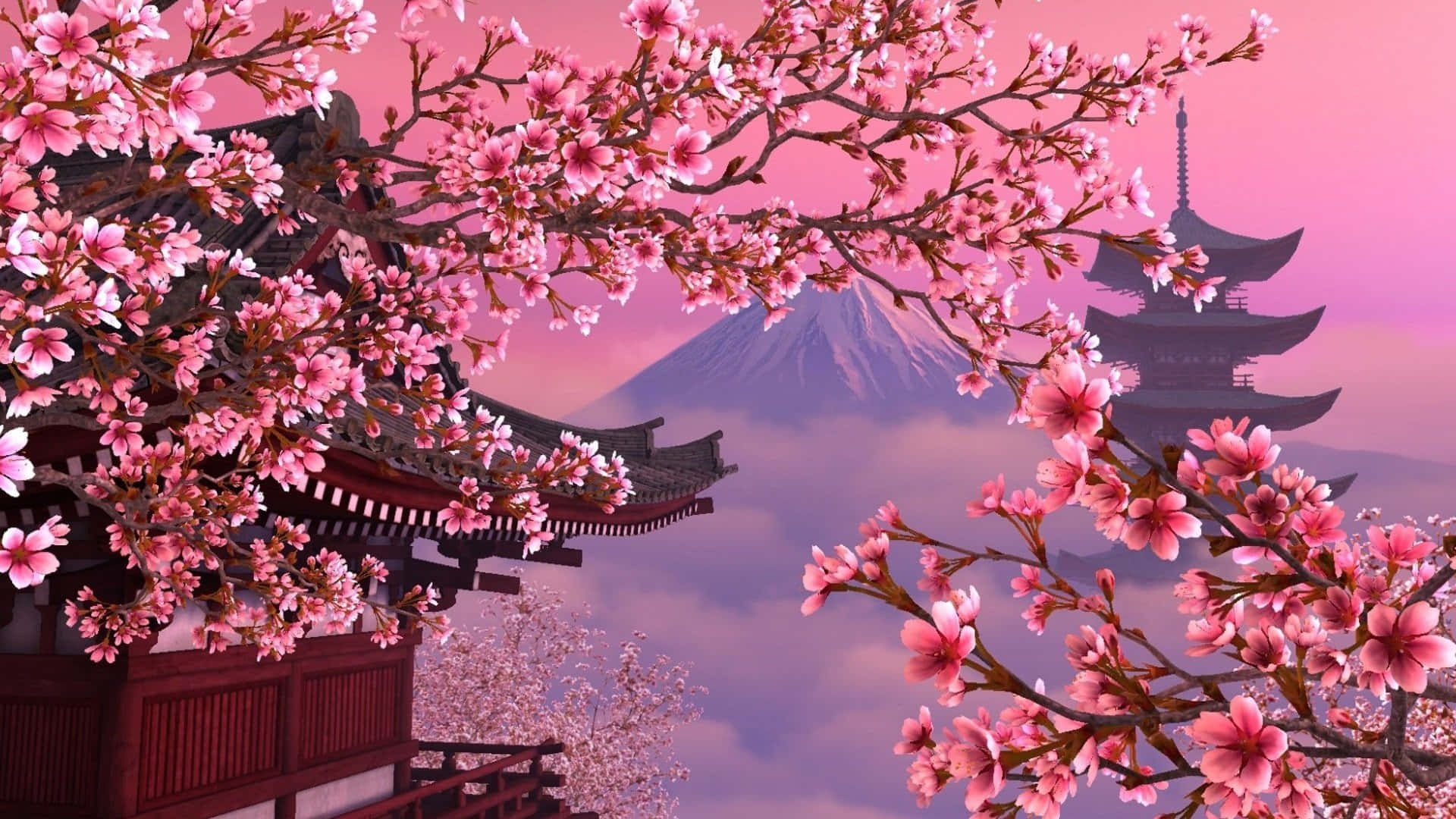 A cluster of soft pink cherry blossom petals Wallpaper