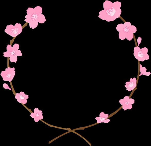 Pink Cherry Blossom Wreath PNG