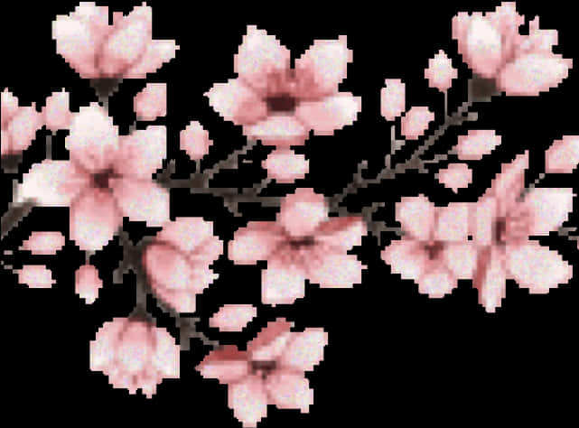 Pink Cherry Blossoms Artistic Representation PNG