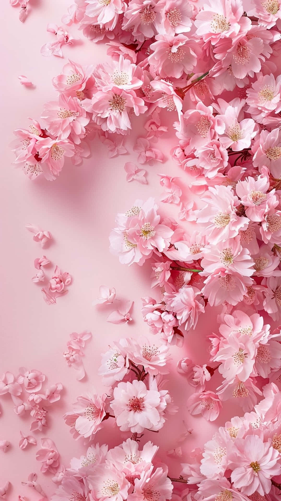 Pink Cherry Blossoms Background Wallpaper