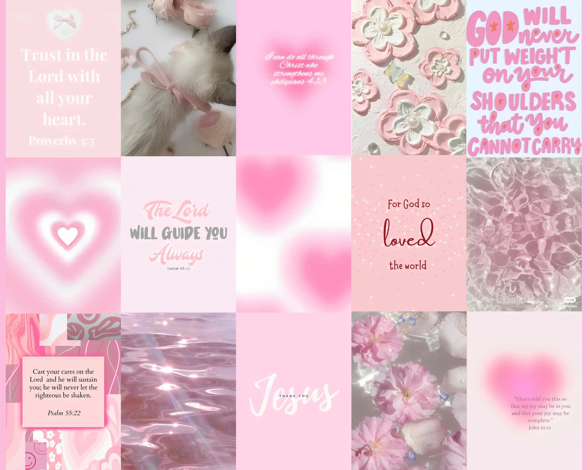 Pink Christian Inspirational Collage Wallpaper