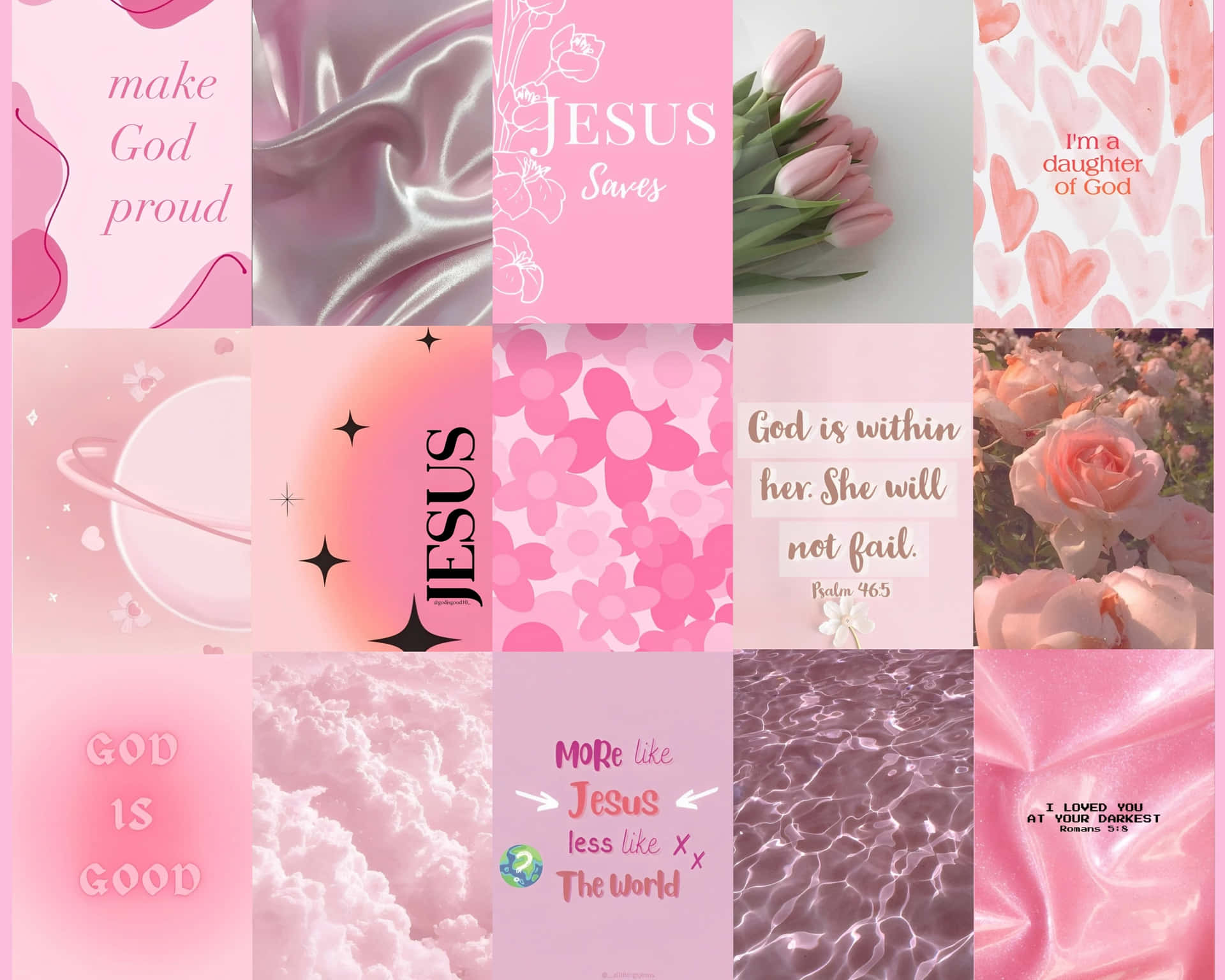 Pink Christian Inspirational Collage Wallpaper