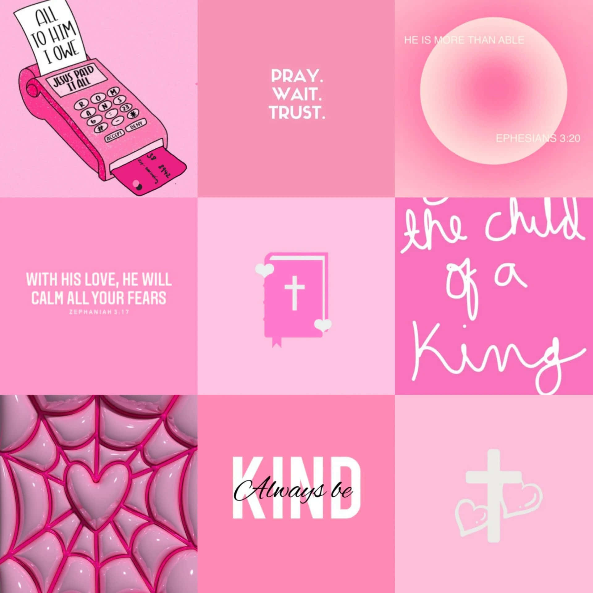 Pink Christian Inspirational Collage Wallpaper