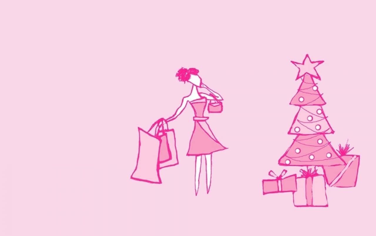 Lyserødt julegaver indkøb minimalistiske kunst design Wallpaper