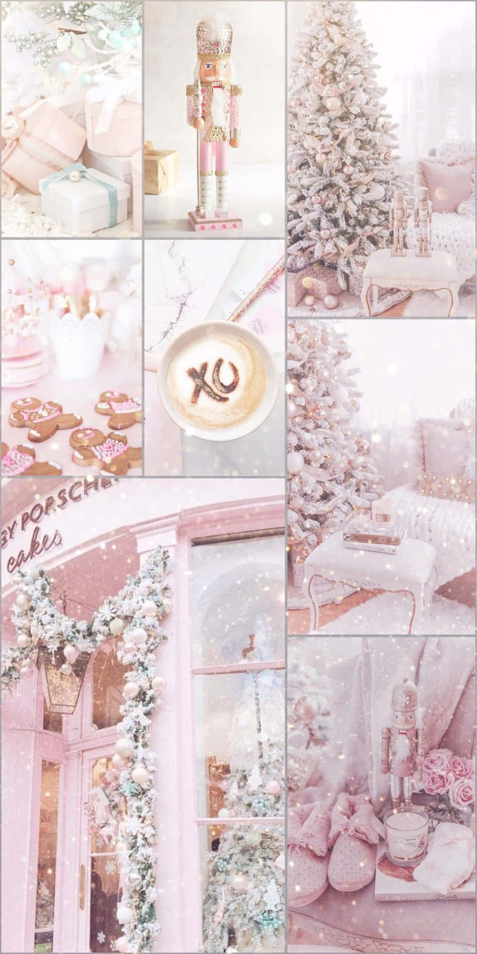 Pink Christmas Aesthetic Collage Wallpaper