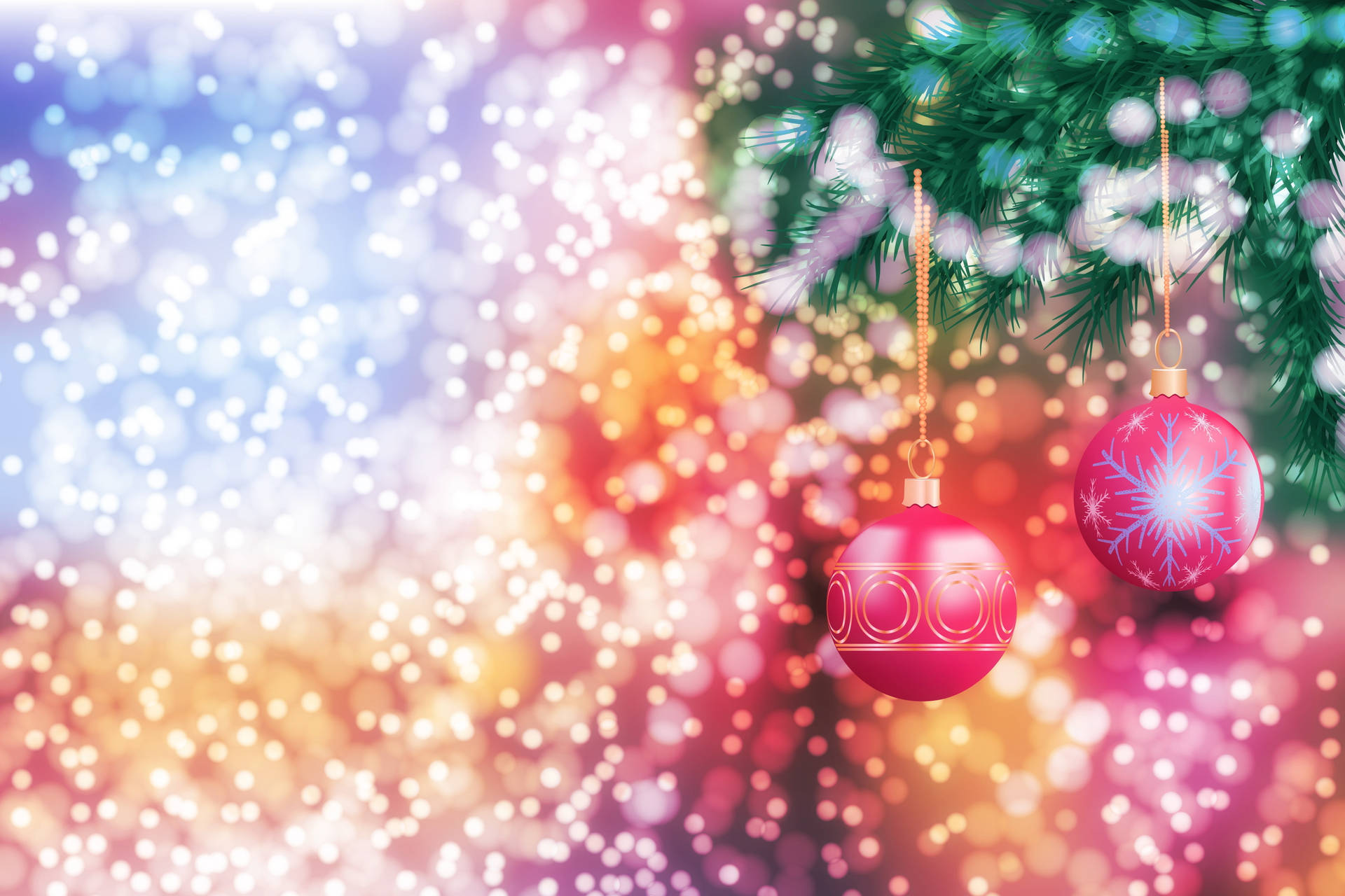 Pink Christmas Balls At Bokeh Background Wallpaper