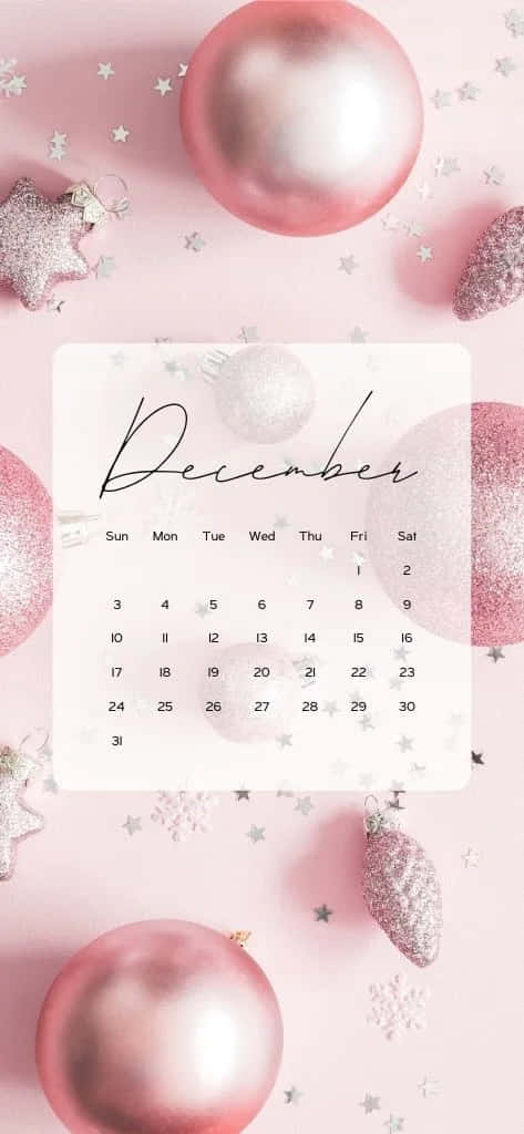 Pink Christmas Calendar Aesthetic Wallpaper