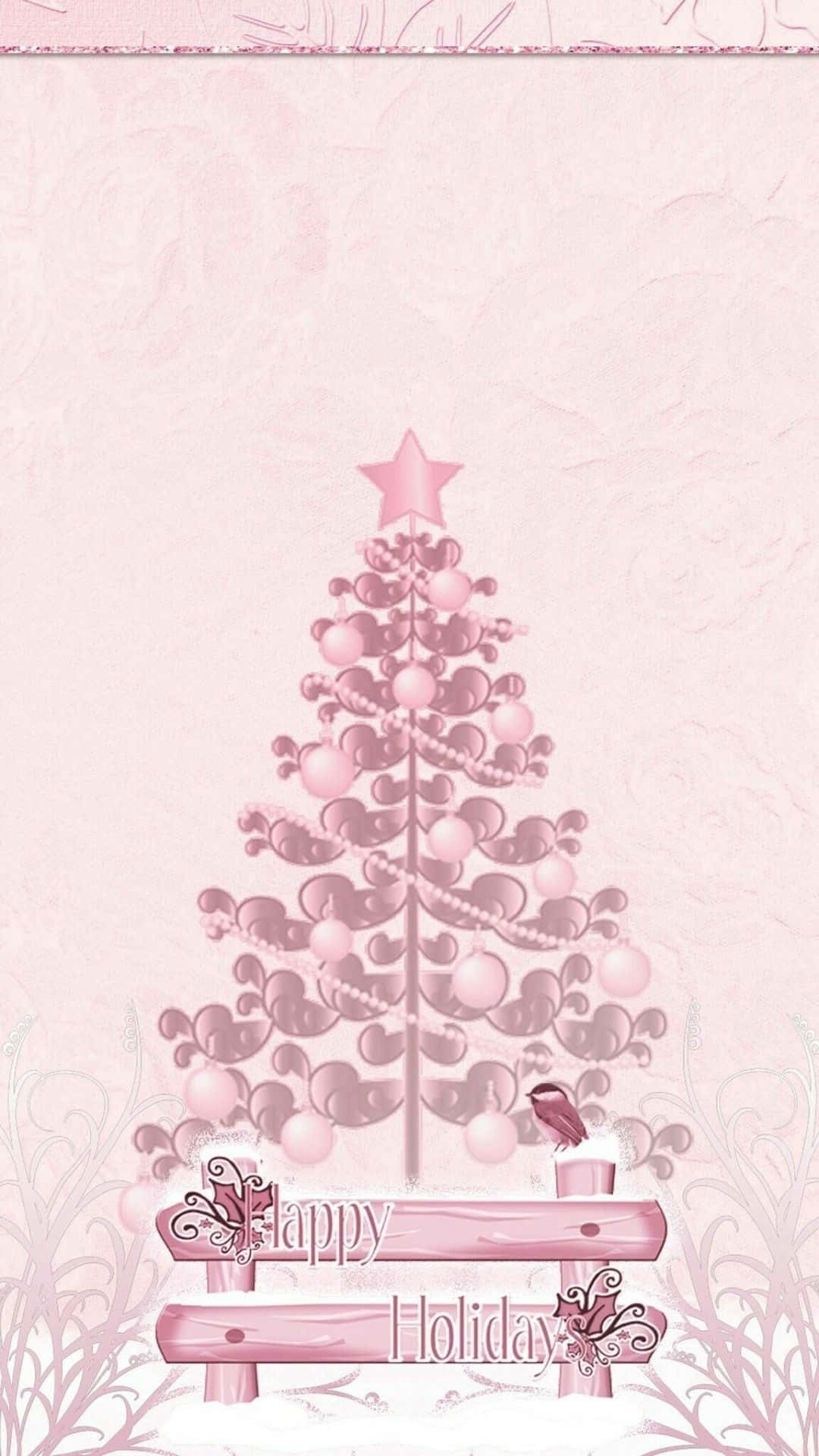 Wallpaper: Pink jule glade ferie hilsen Tapet Wallpaper