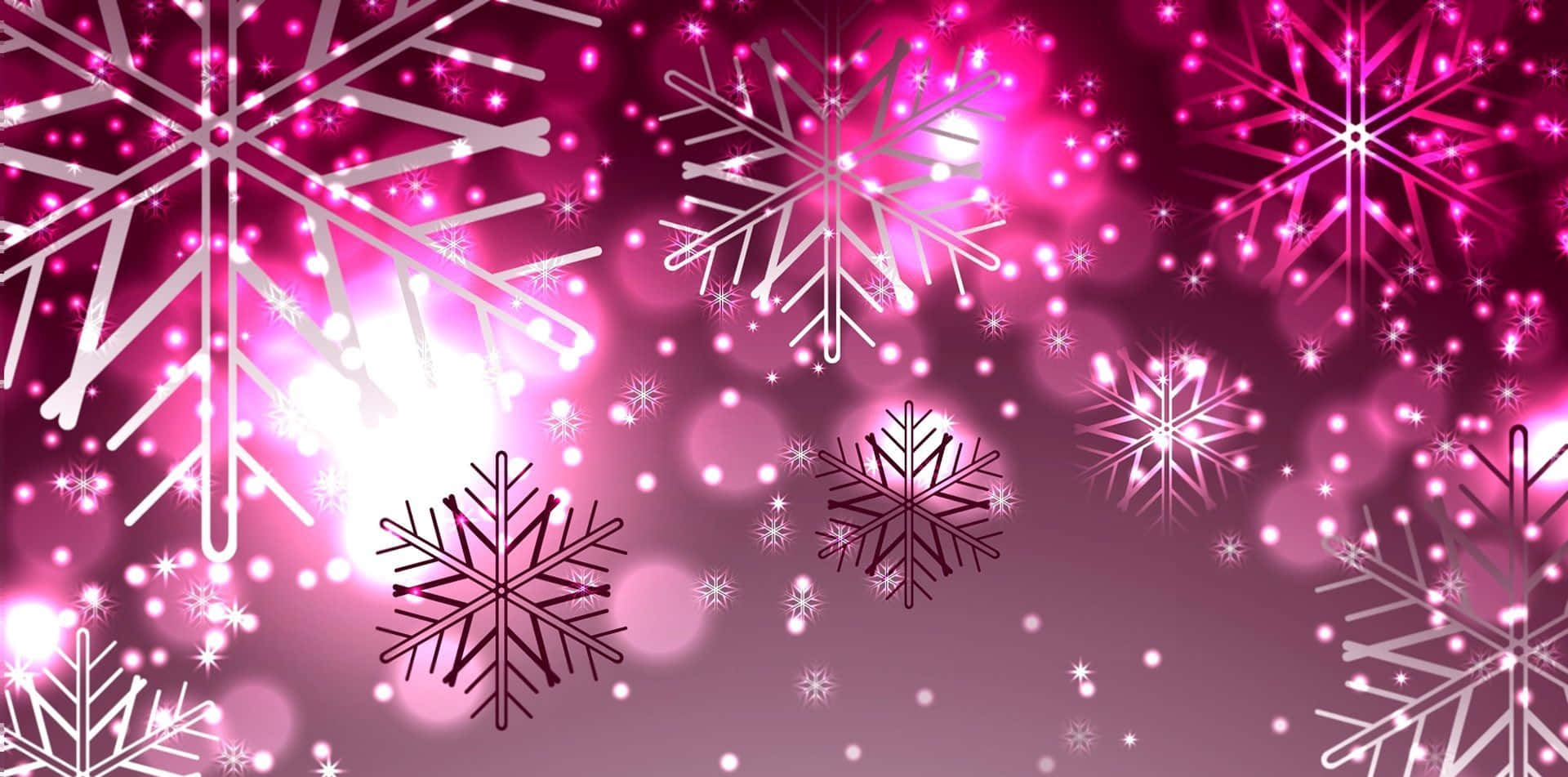 Pink Christmas Glowing Snowflakes Wallpaper
