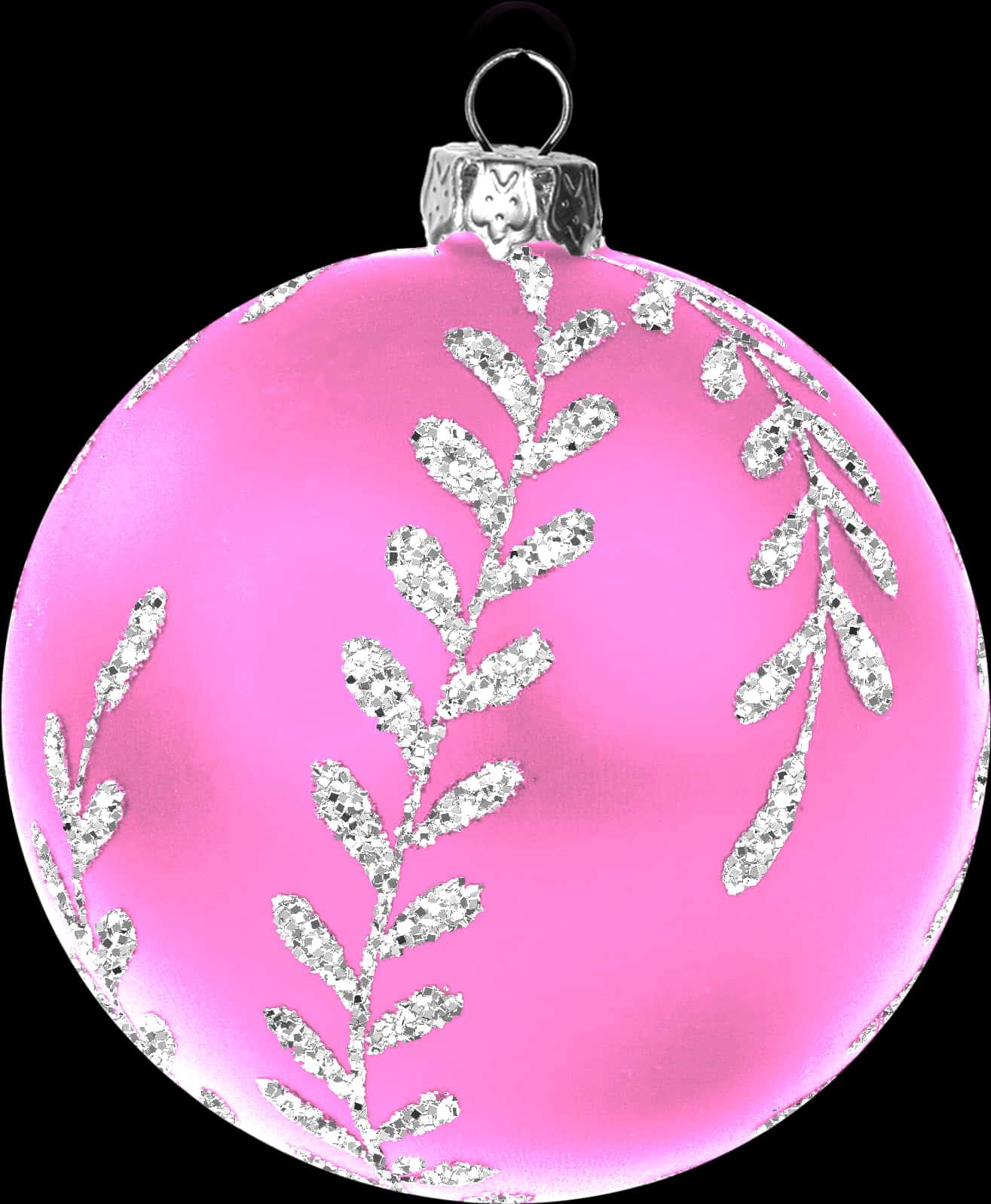 Pink Christmas Ornament Glitter Decoration PNG