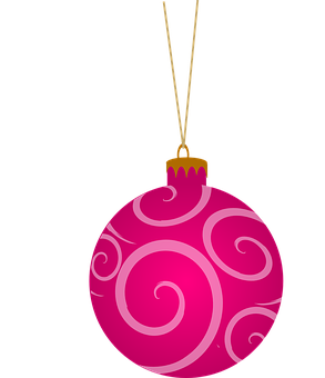 Pink Christmas Ornamentand Snowflakes PNG