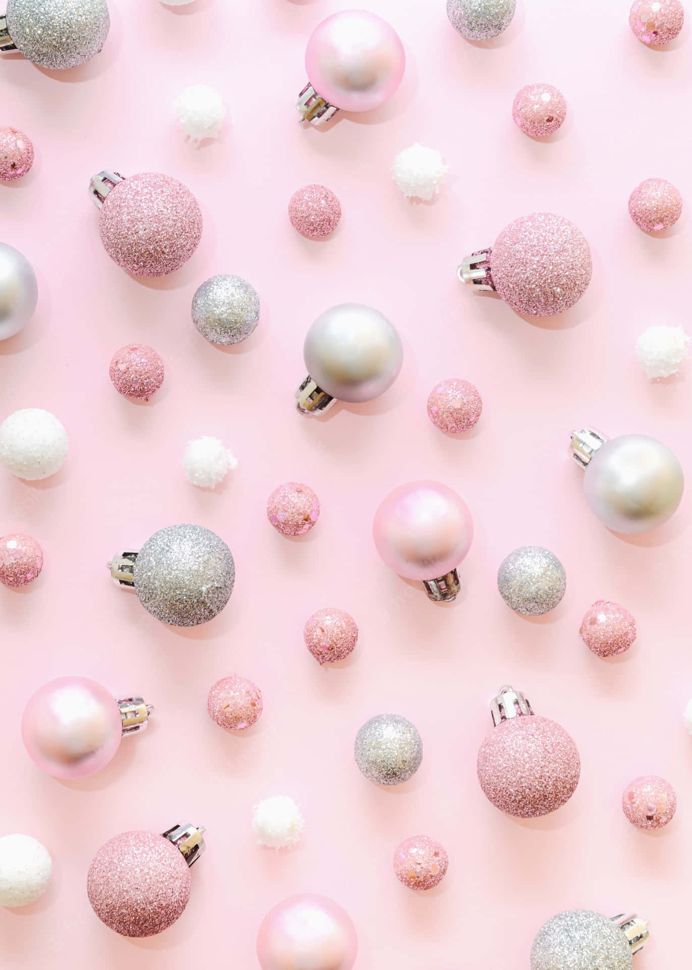 Pink Christmas Ornaments Aesthetic Wallpaper