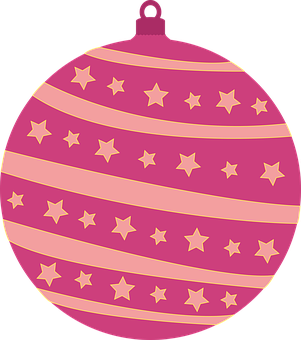 Pink Christmas Ornamentwith Stars PNG
