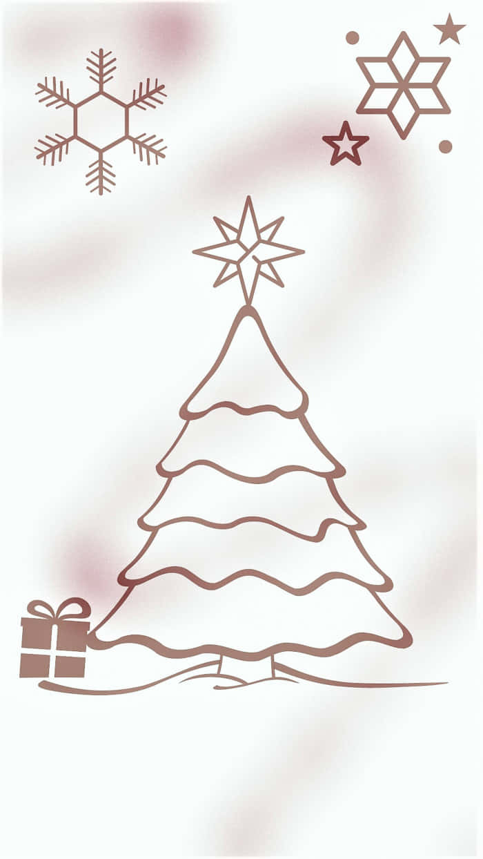 Einweihnachtsbaum Mit Schneeflocken Und Geschenken. Wallpaper