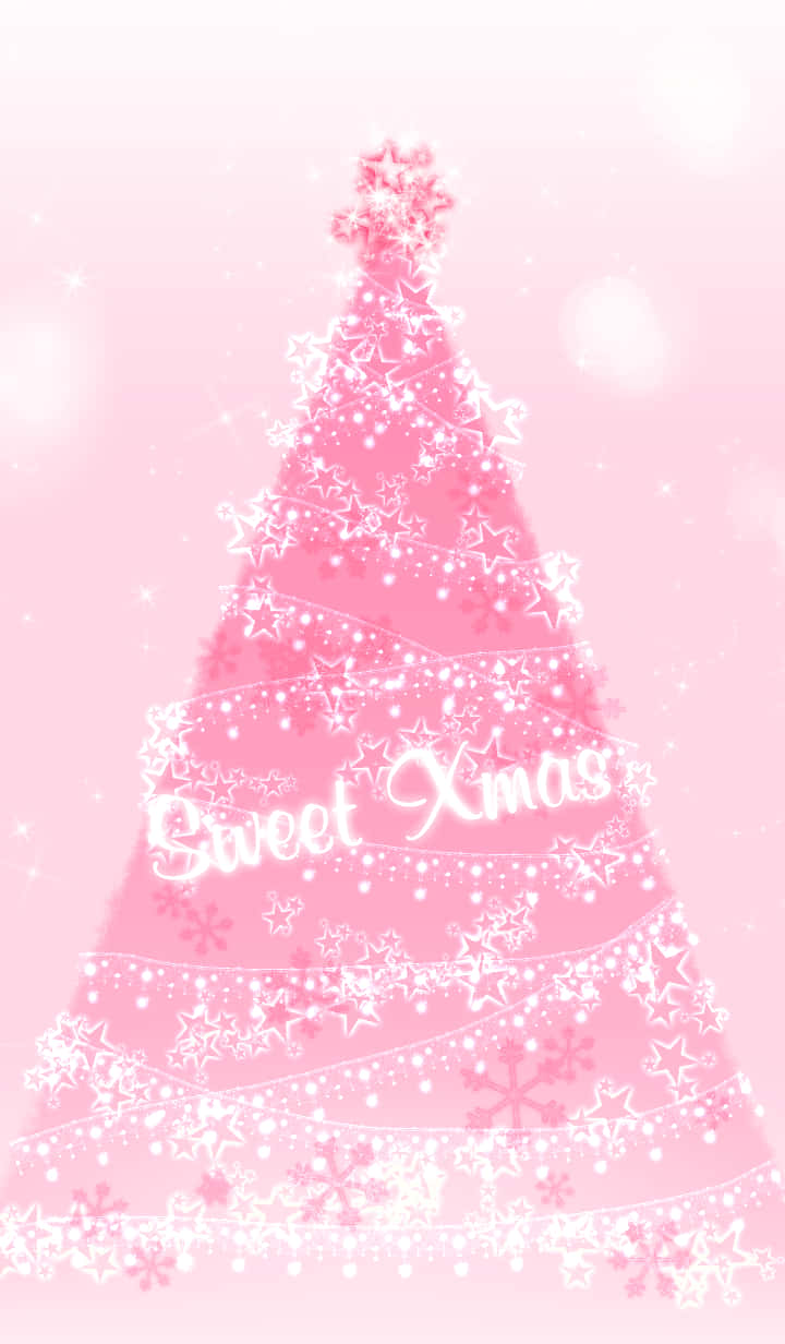 A Pink Christmas Tree With The Words Sweet Xmas Wallpaper
