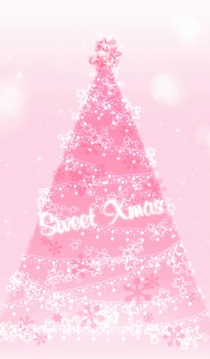 Spred julefreden med et lyst pink juletræ! Wallpaper