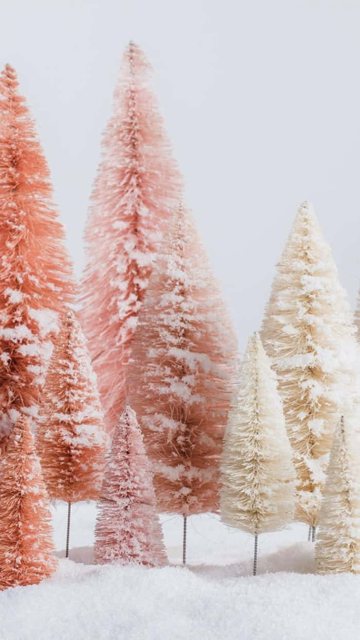 !Gør denne jul magisk med et glimtende lyserødt træ! Wallpaper