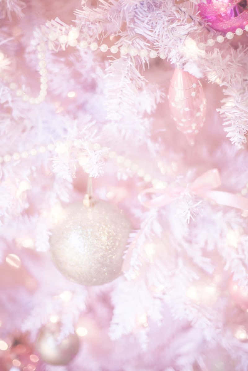 Roze Kerstboom Versiering Glitter Achtergrond