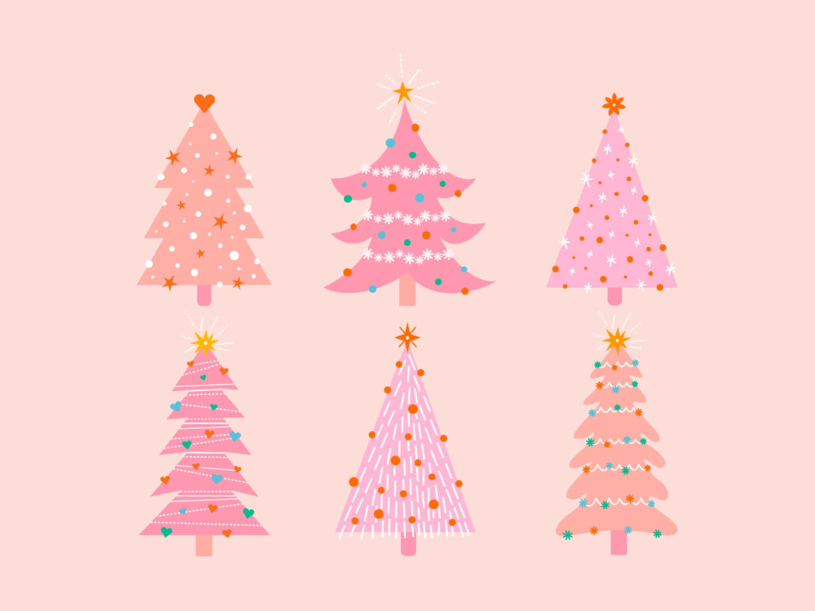 Pink Christmas Trees On A Pink Background Wallpaper