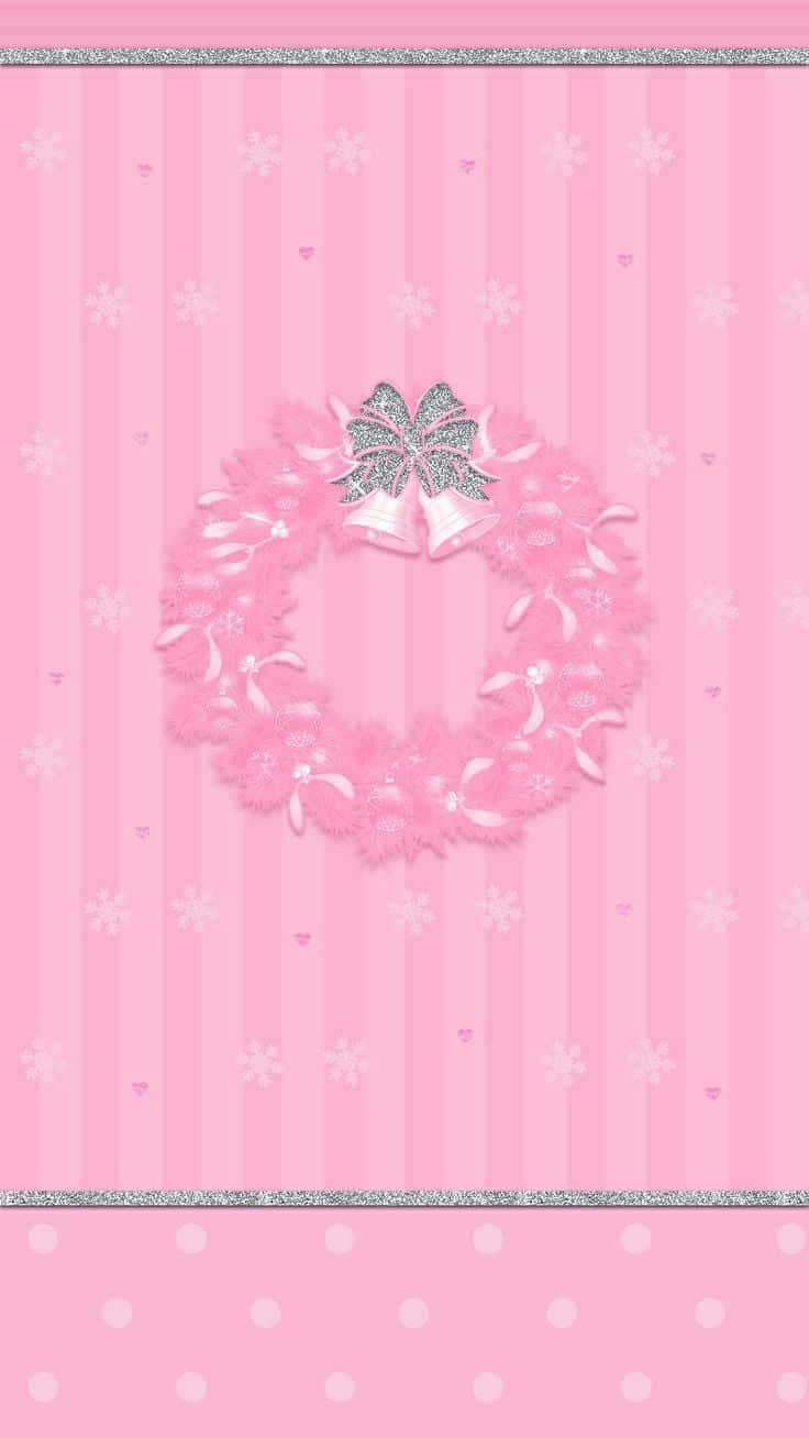 Pink Christmas Wreath Art Wallpaper