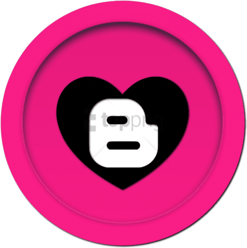 Pink Circle Black Heart Icon PNG