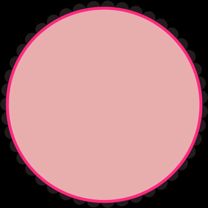 Pink Circle Black Scalloped Edge Frame PNG