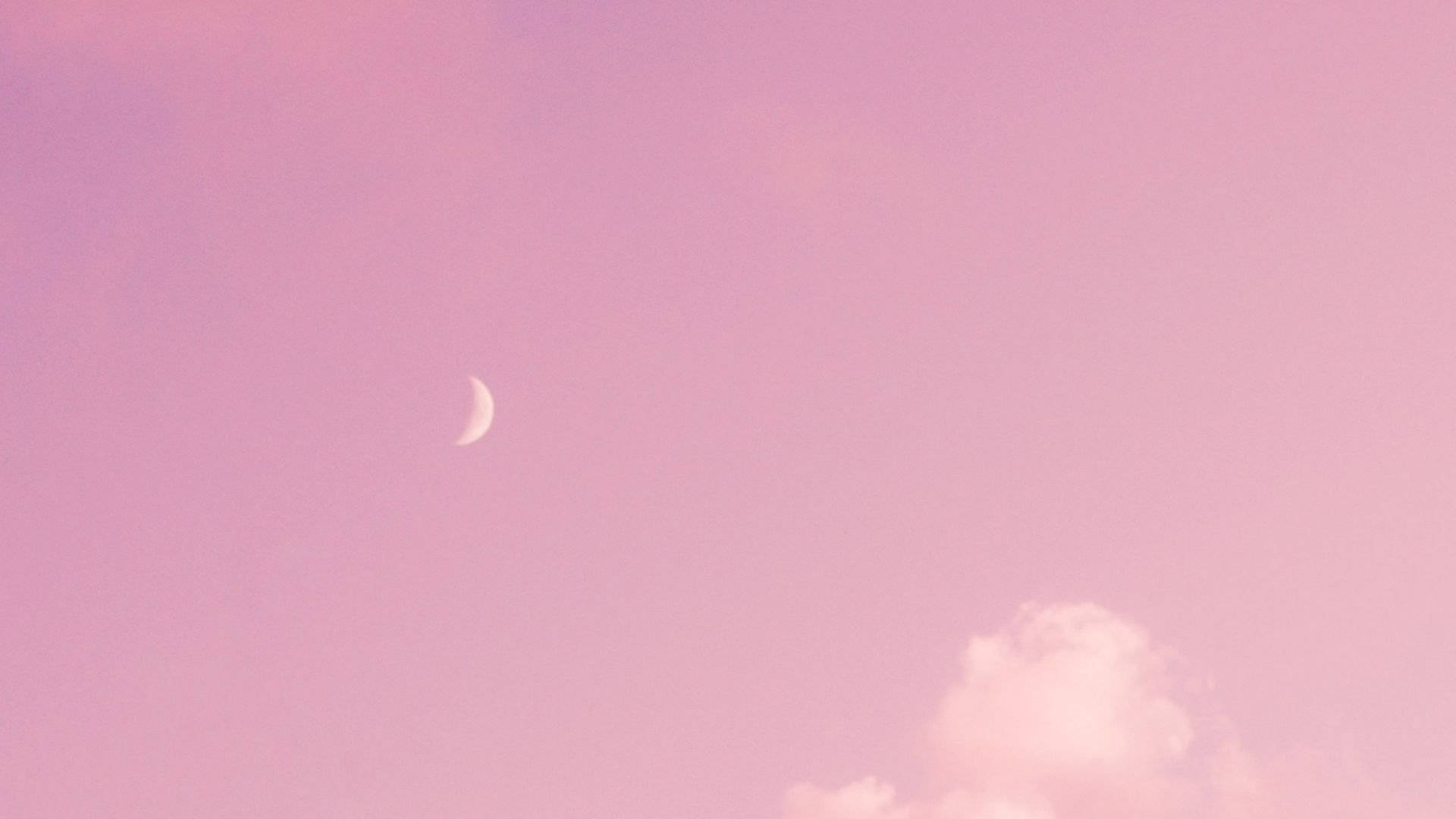 Pink Cloud Thin Moon Wallpaper