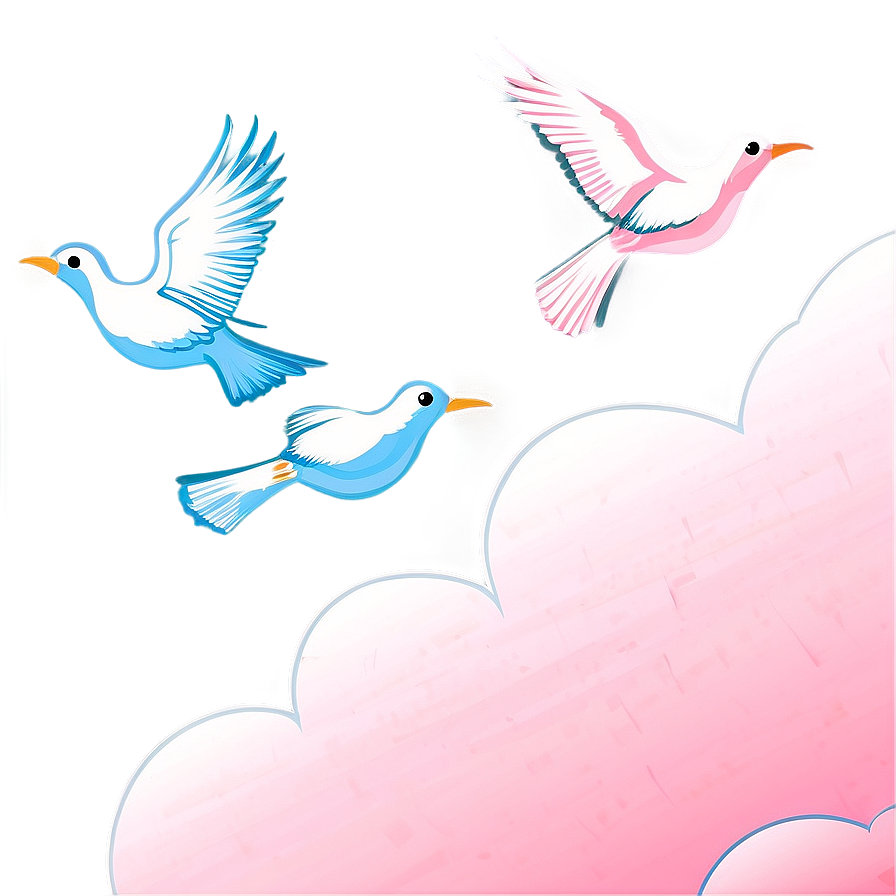 Pink Cloud With Birds Flying Png Ynd75 PNG