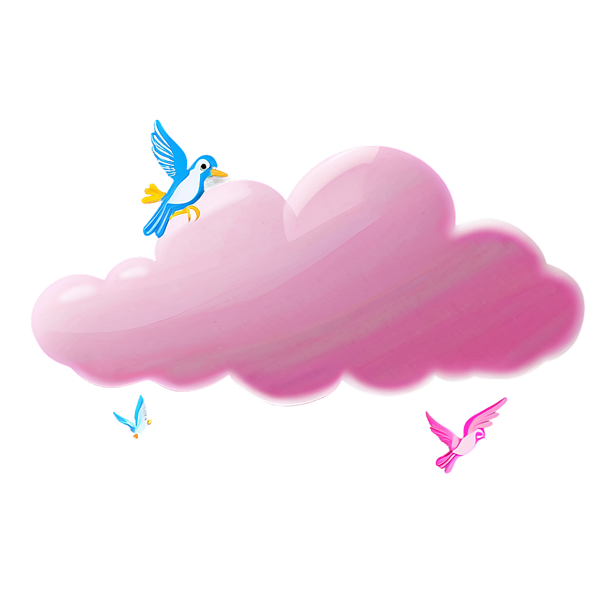 Pink Cloud With Birds Flying Png Ynn94 PNG