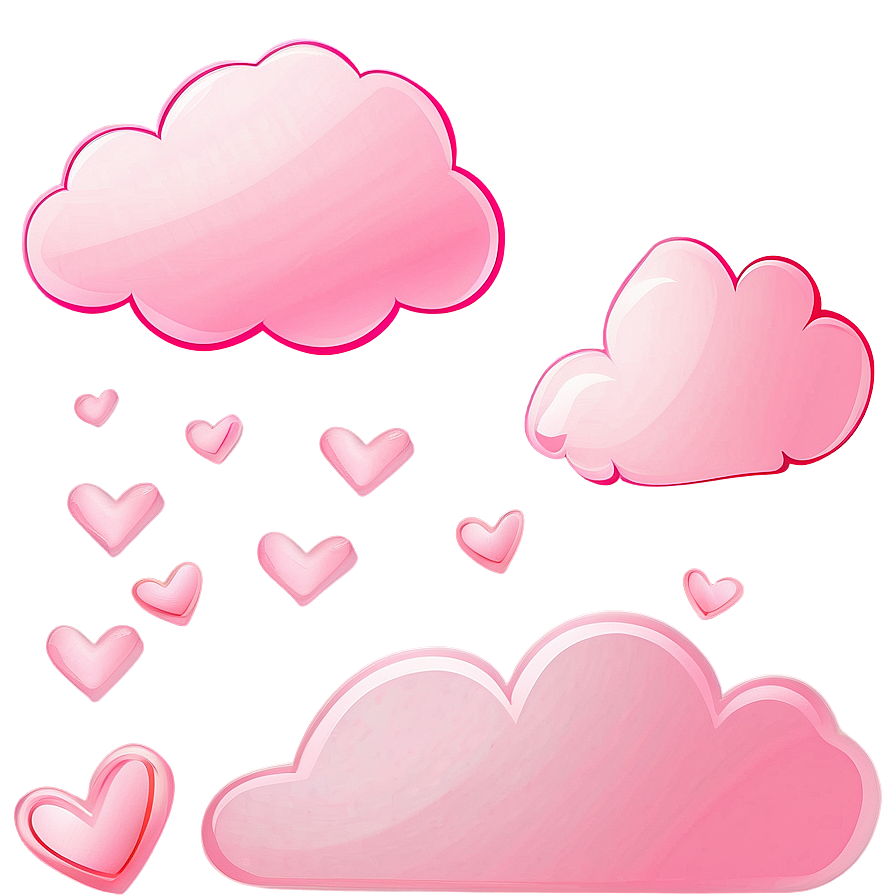 Pink Cloud With Heart Shapes Png Kkb PNG