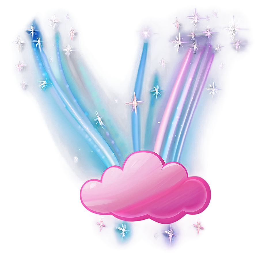 Pink Cloud With Shooting Stars Png 06252024 PNG