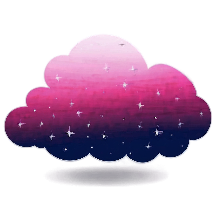 Pink Cloud With Stars Png 06252024 PNG