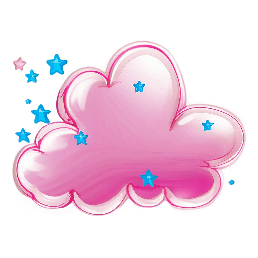 Pink Cloud With Stars Png 06252024 PNG