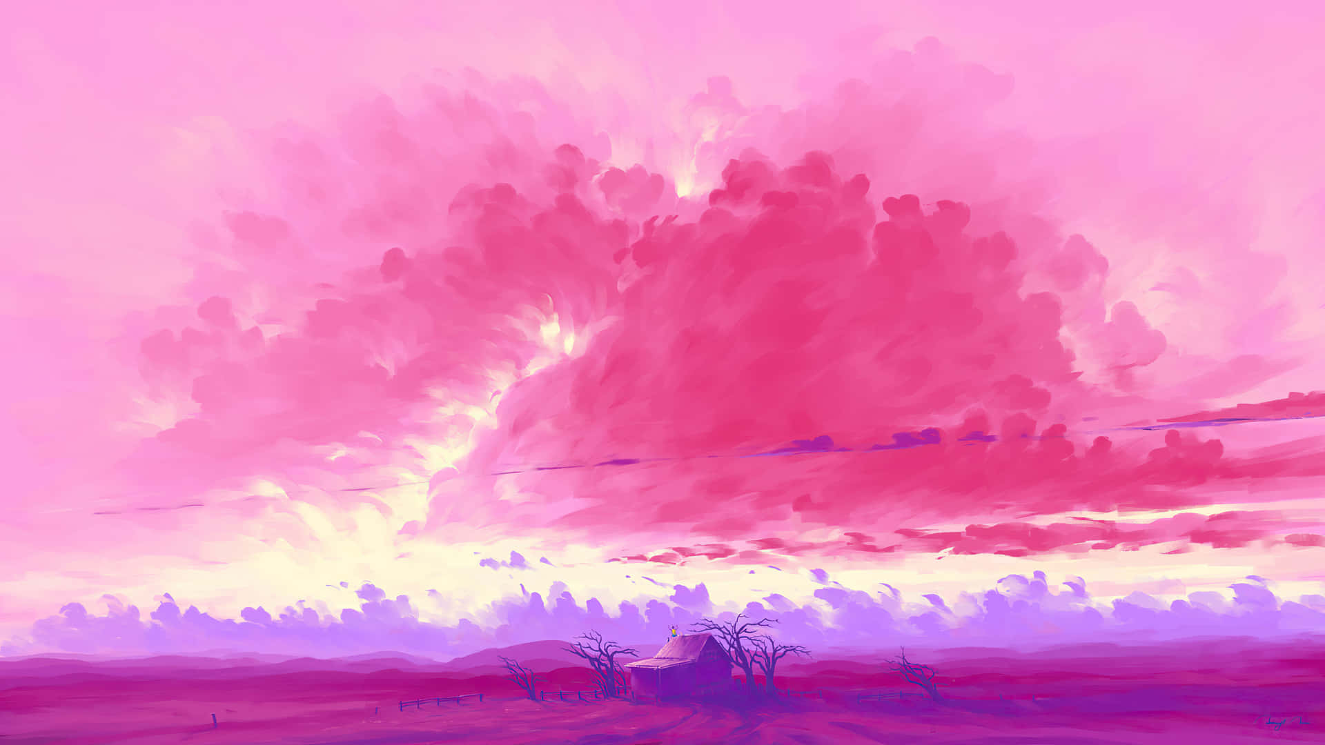 Twilight Deep Pink Clouds Background