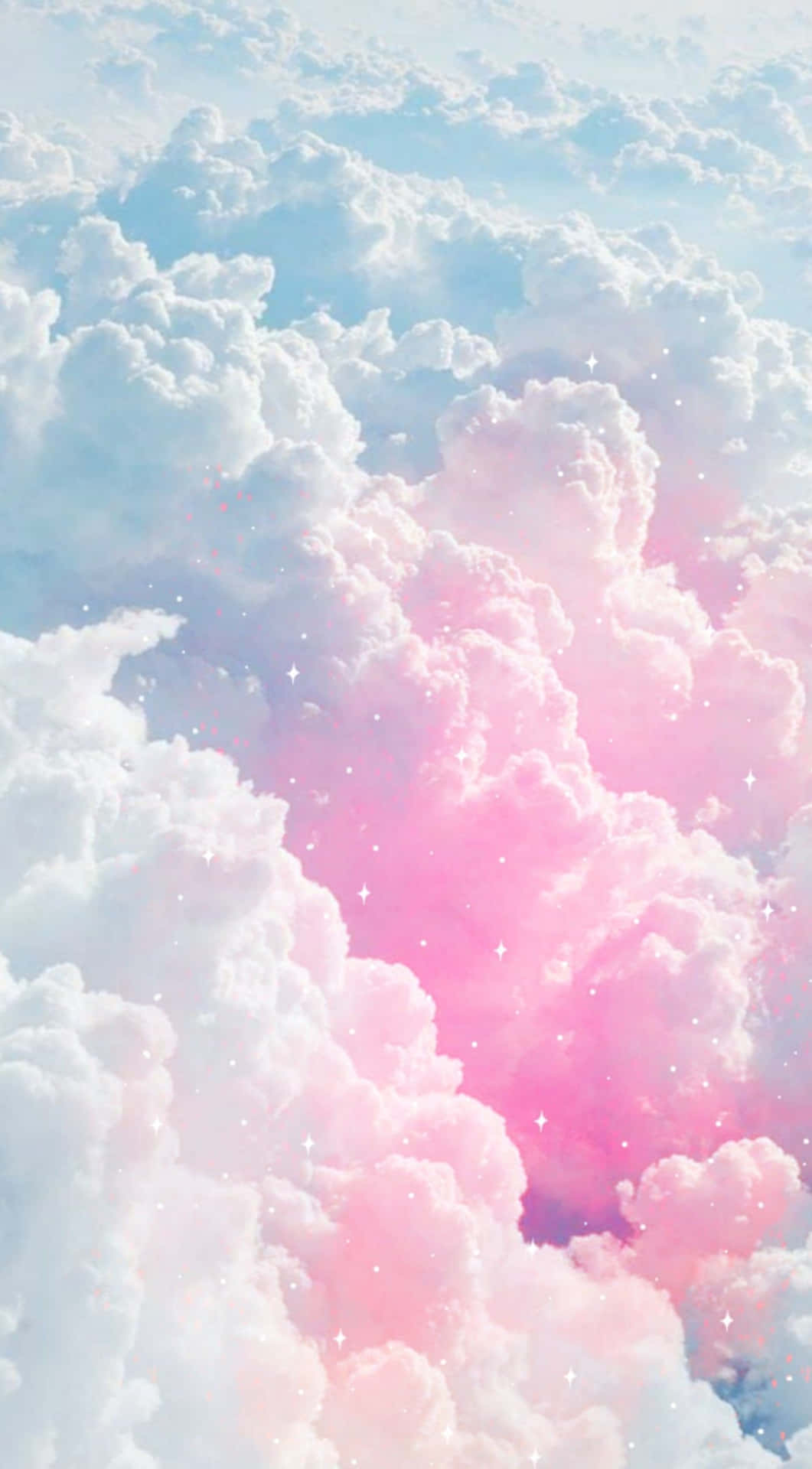 Pink Clouds Background With Sparkles Background