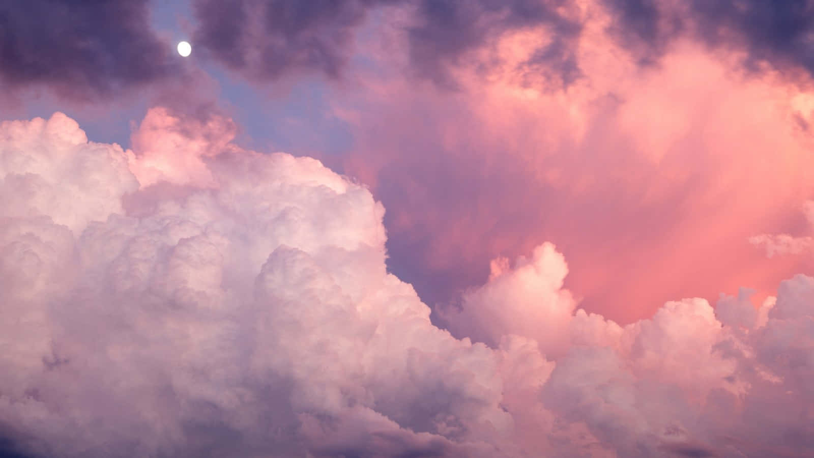 Bright Moon Through Pink Clouds Background