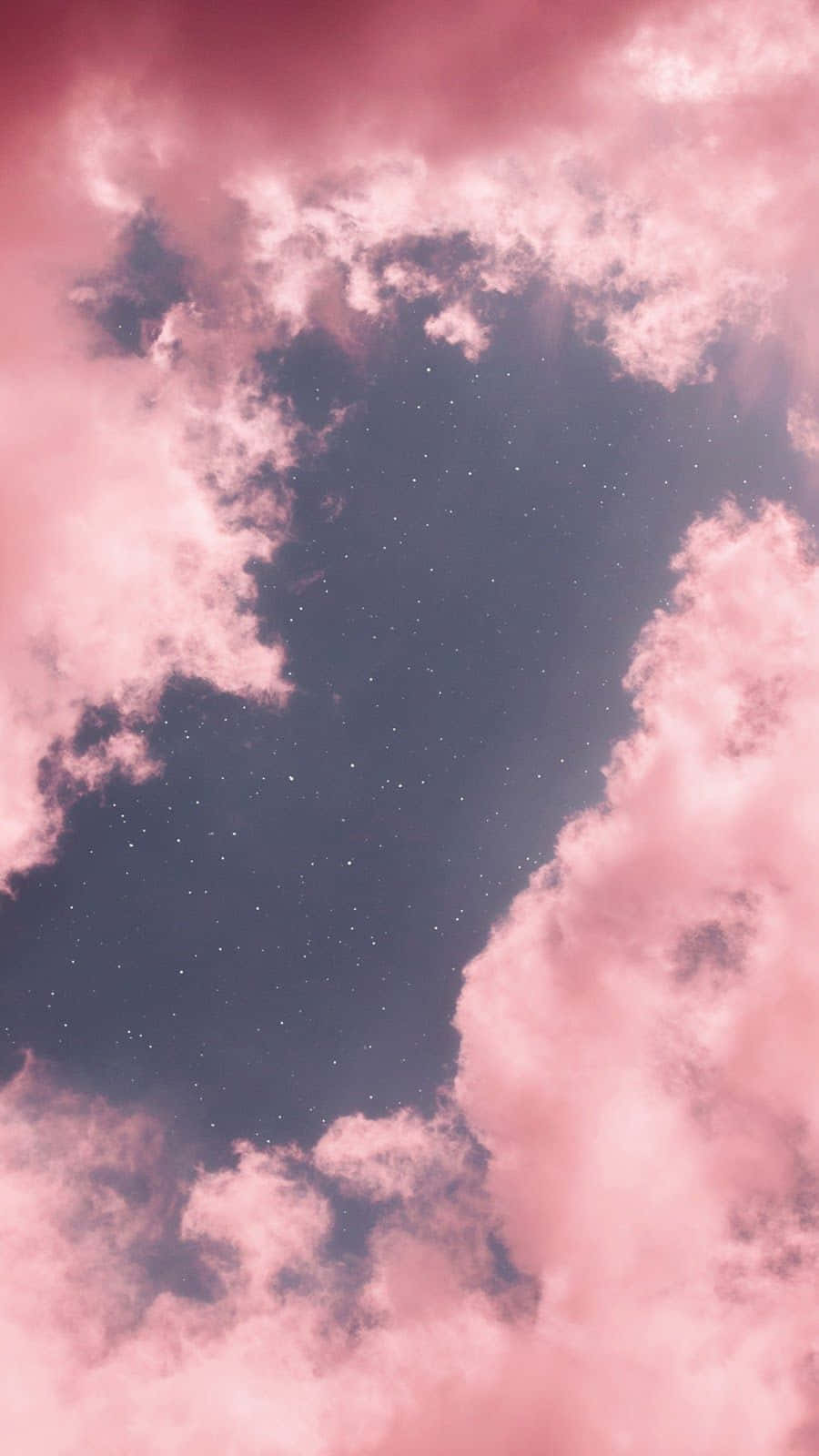 Peeking Stars Pink Clouds Background