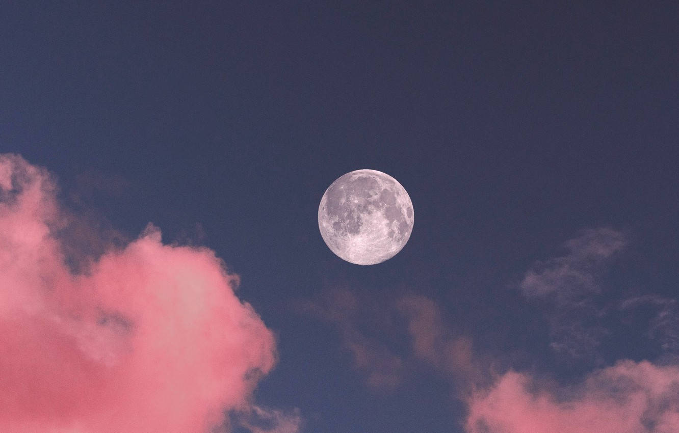Pink Clouds Full Moon